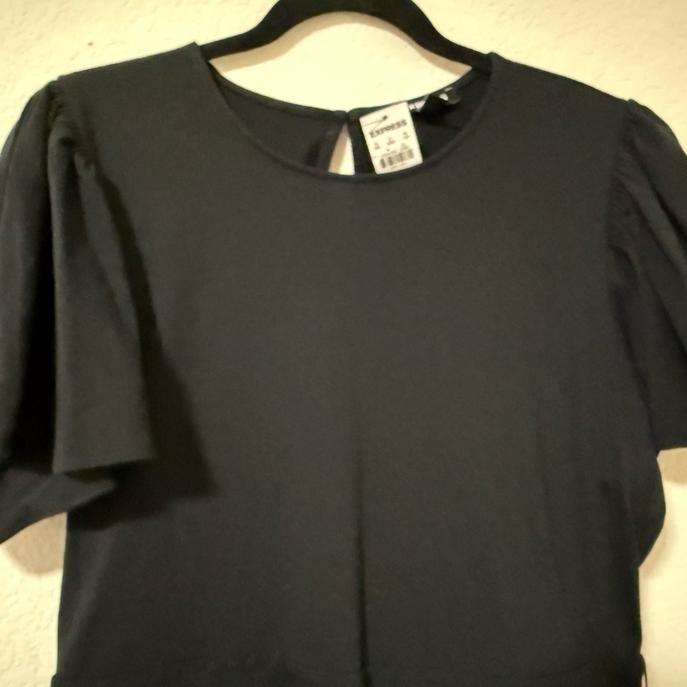 Express Black Ruffle Hem Blouse - Picture 3 of 3